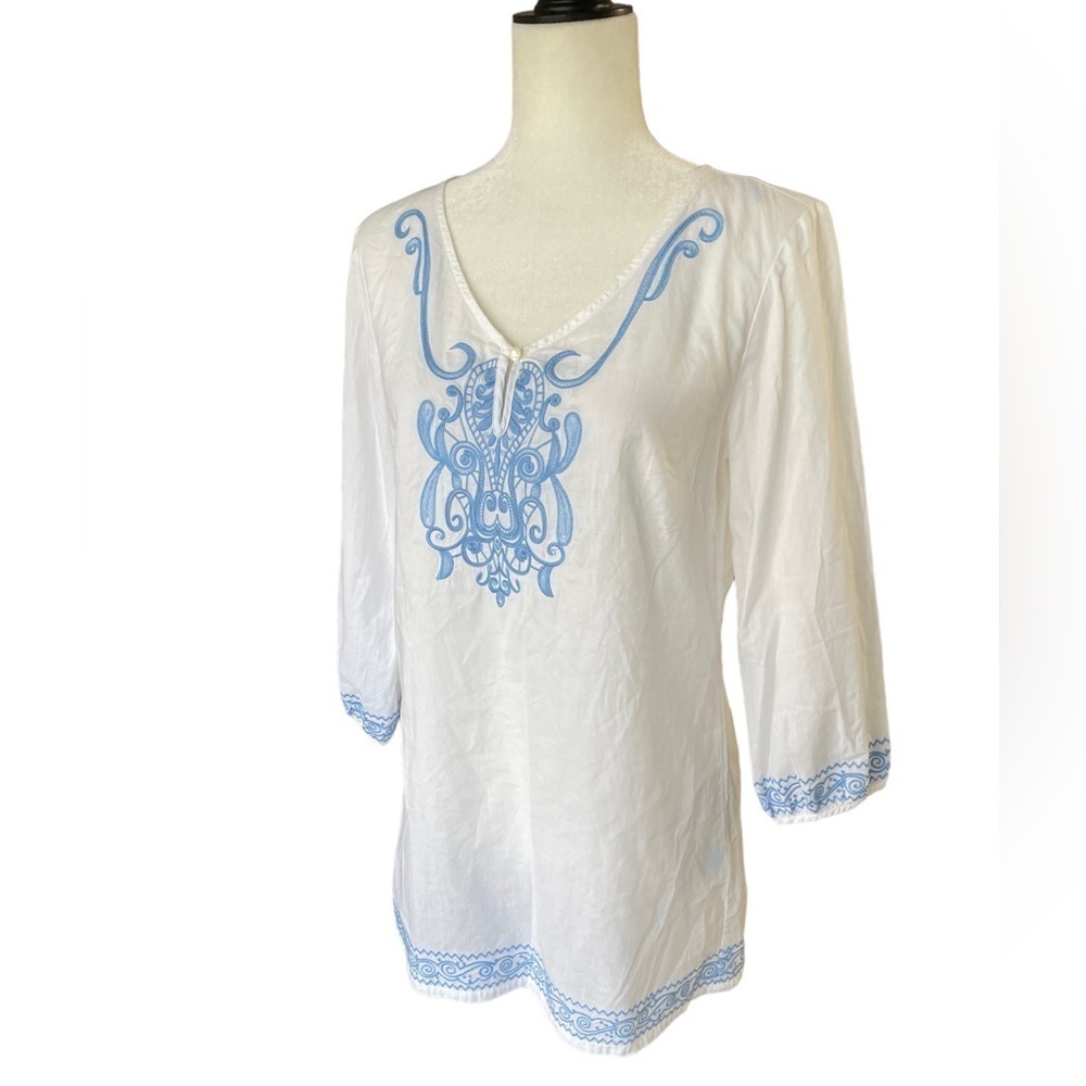 NWOT J. McLaughlin Embroidered Pembrooke Tunic Top White - Picture 9 of 12